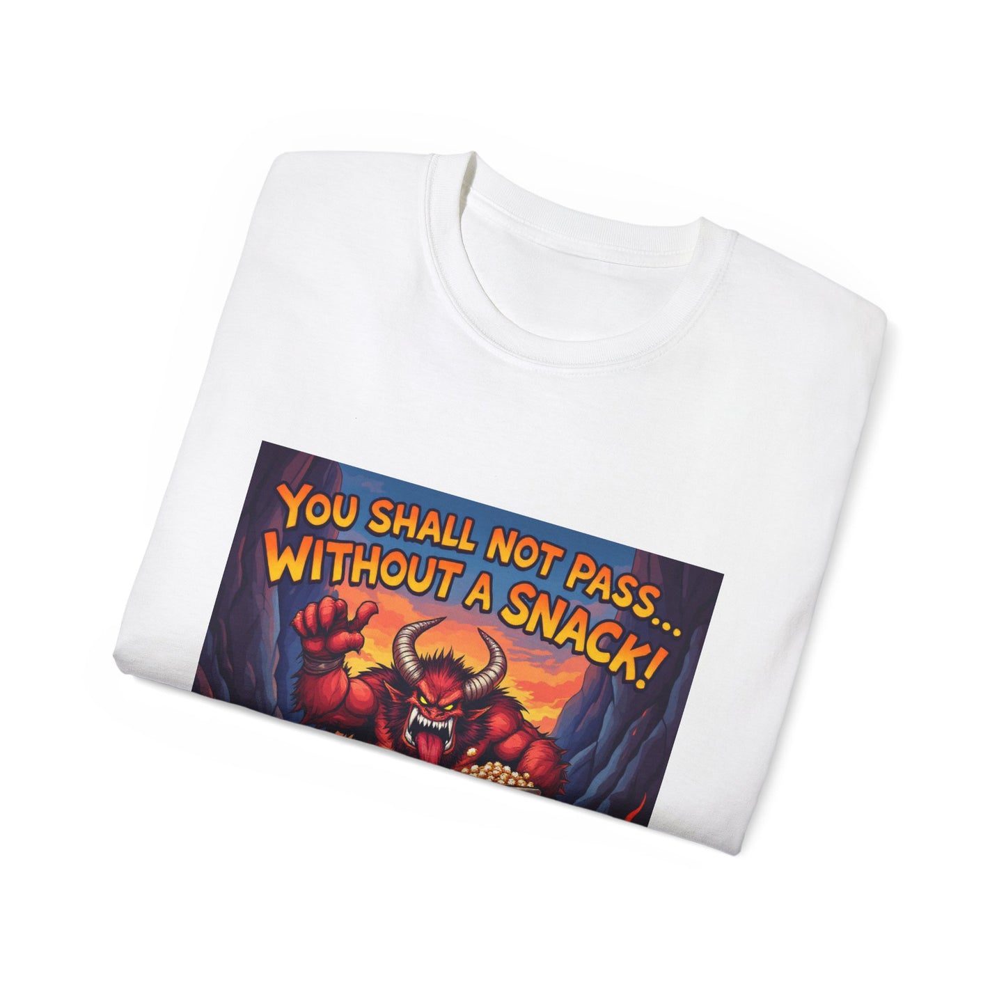 Graphic Tee You Shall Not Pass Without a Snack Balrog Design
