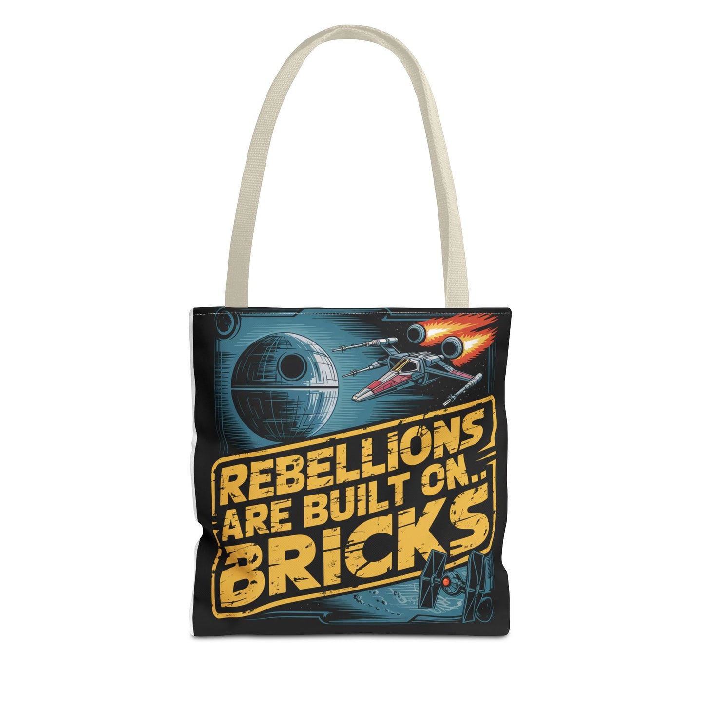 Star Wars Rebel Alliance Tote Bag - "Rebellions Are Built on Bricks" Graphic Illustration
