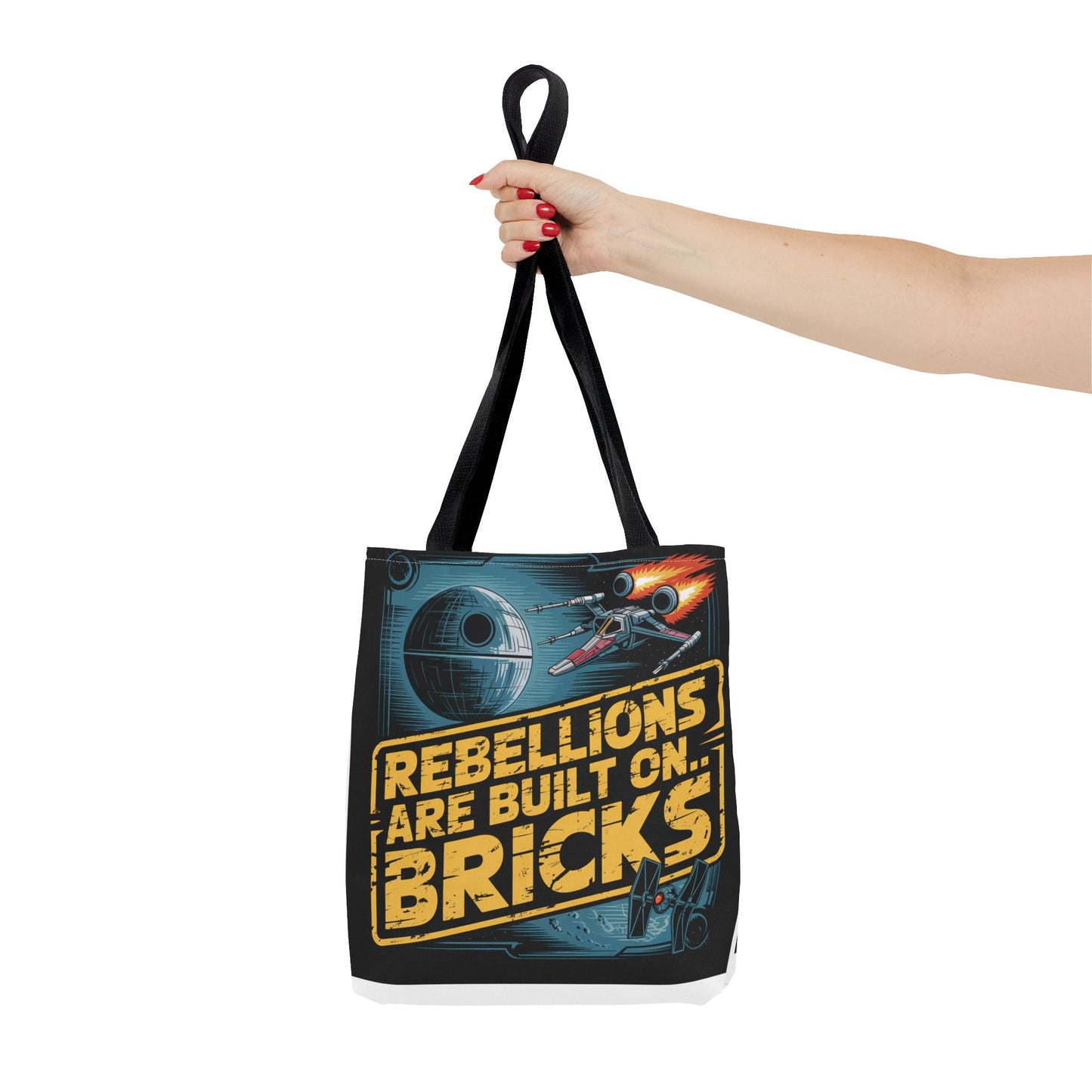 Star Wars Rebel Alliance Tote Bag - "Rebellions Are Built on Bricks" Graphic Illustration