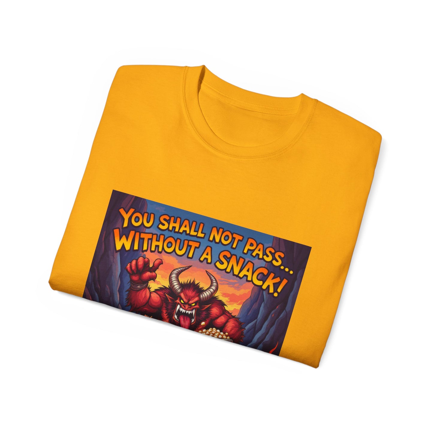 Graphic Tee You Shall Not Pass Without a Snack Balrog Design