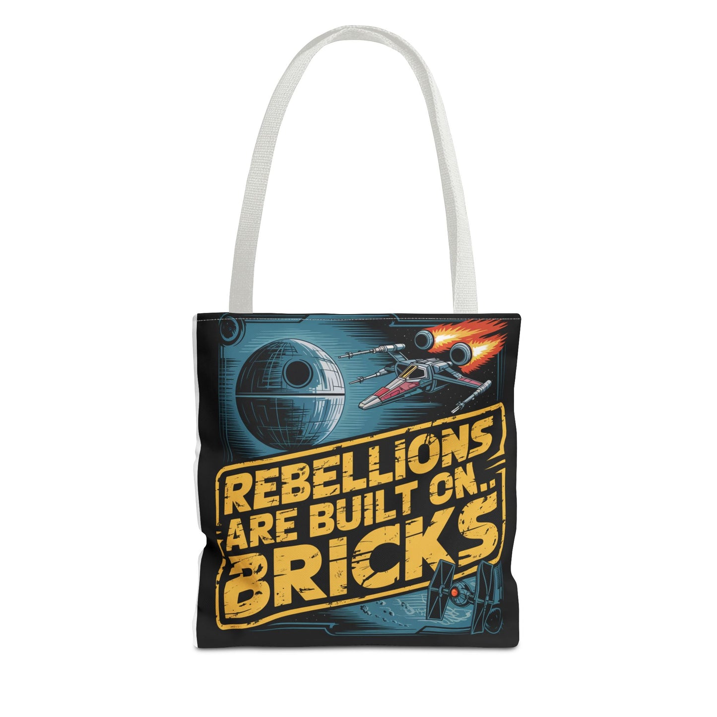 Star Wars Rebel Alliance Tote Bag - "Rebellions Are Built on Bricks" Graphic Illustration
