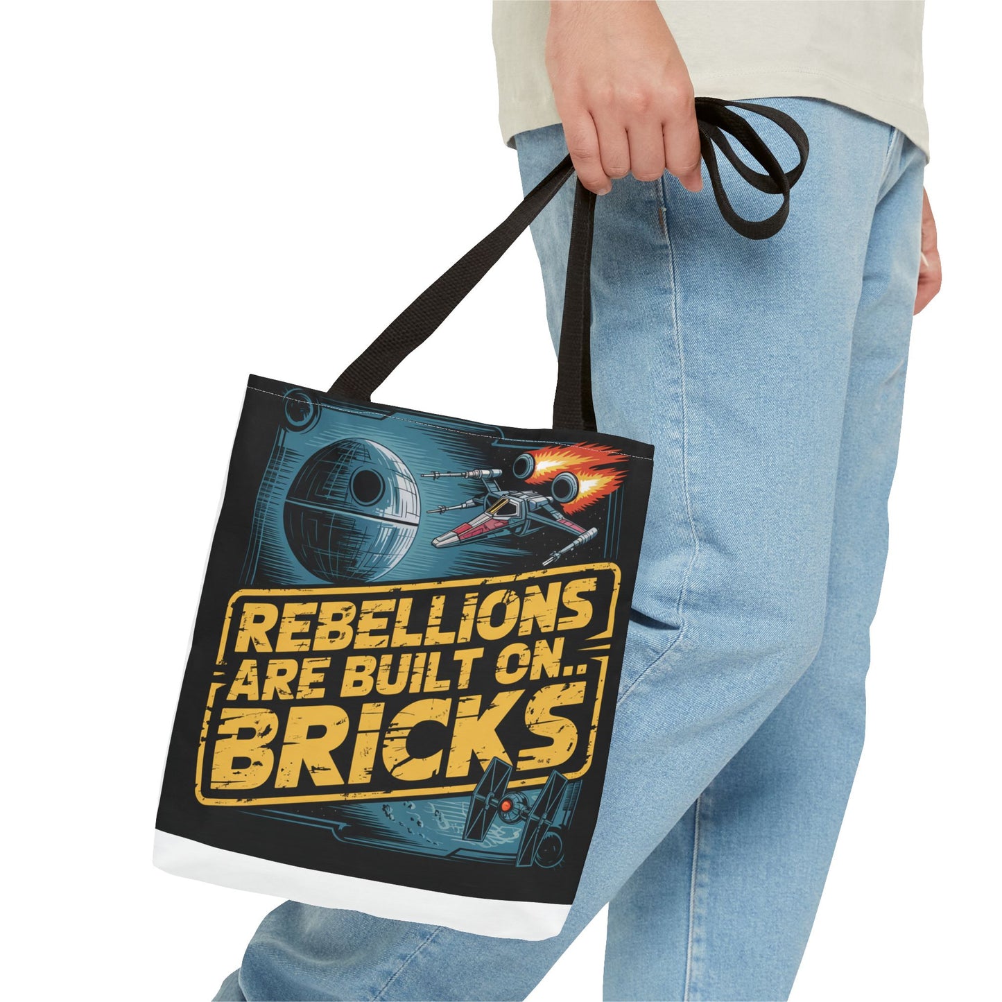 Star Wars Rebel Alliance Tote Bag - "Rebellions Are Built on Bricks" Graphic Illustration