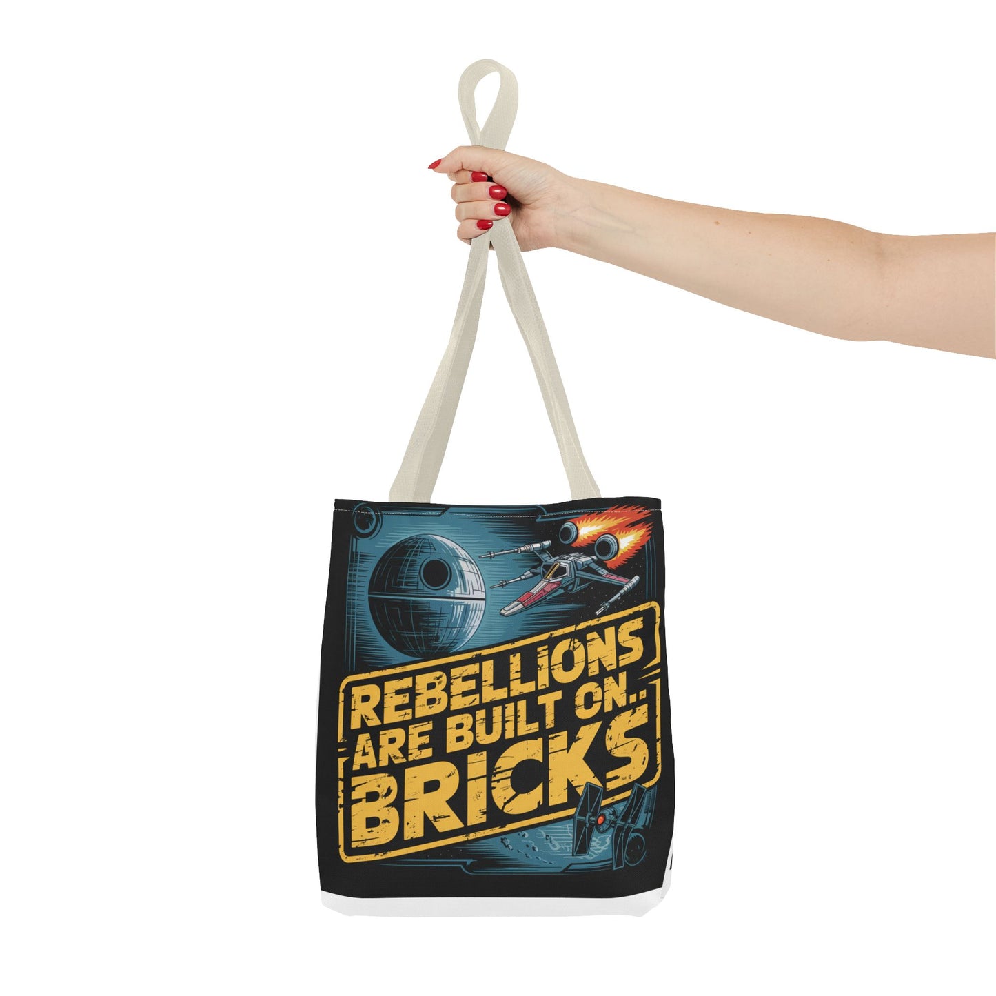Star Wars Rebel Alliance Tote Bag - "Rebellions Are Built on Bricks" Graphic Illustration