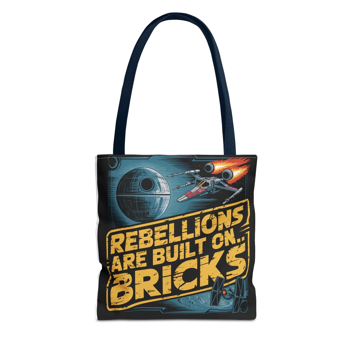 Star Wars Rebel Alliance Tote Bag - "Rebellions Are Built on Bricks" Graphic Illustration