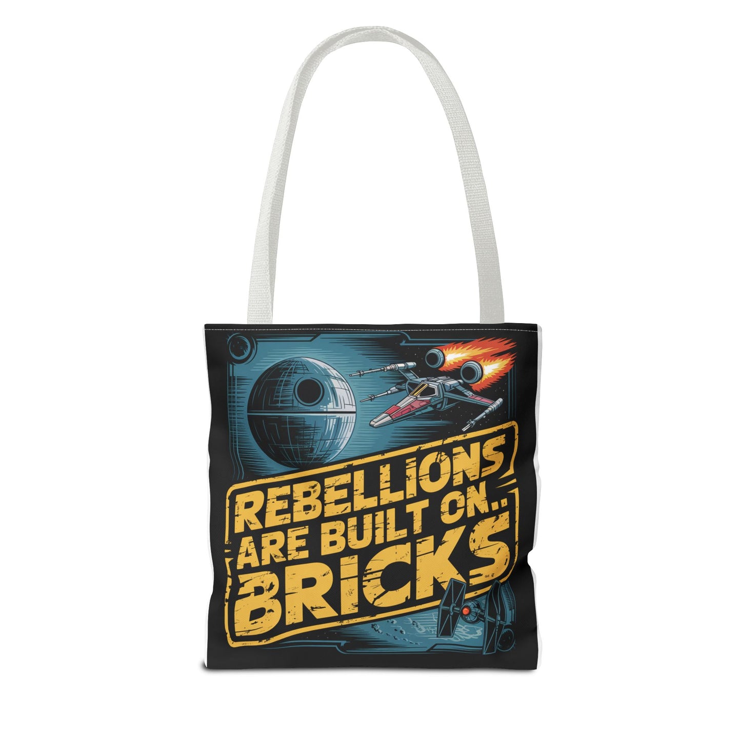 Star Wars Rebel Alliance Tote Bag - "Rebellions Are Built on Bricks" Graphic Illustration