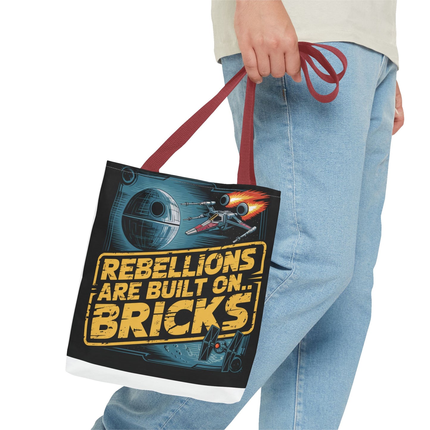 Star Wars Rebel Alliance Tote Bag - "Rebellions Are Built on Bricks" Graphic Illustration