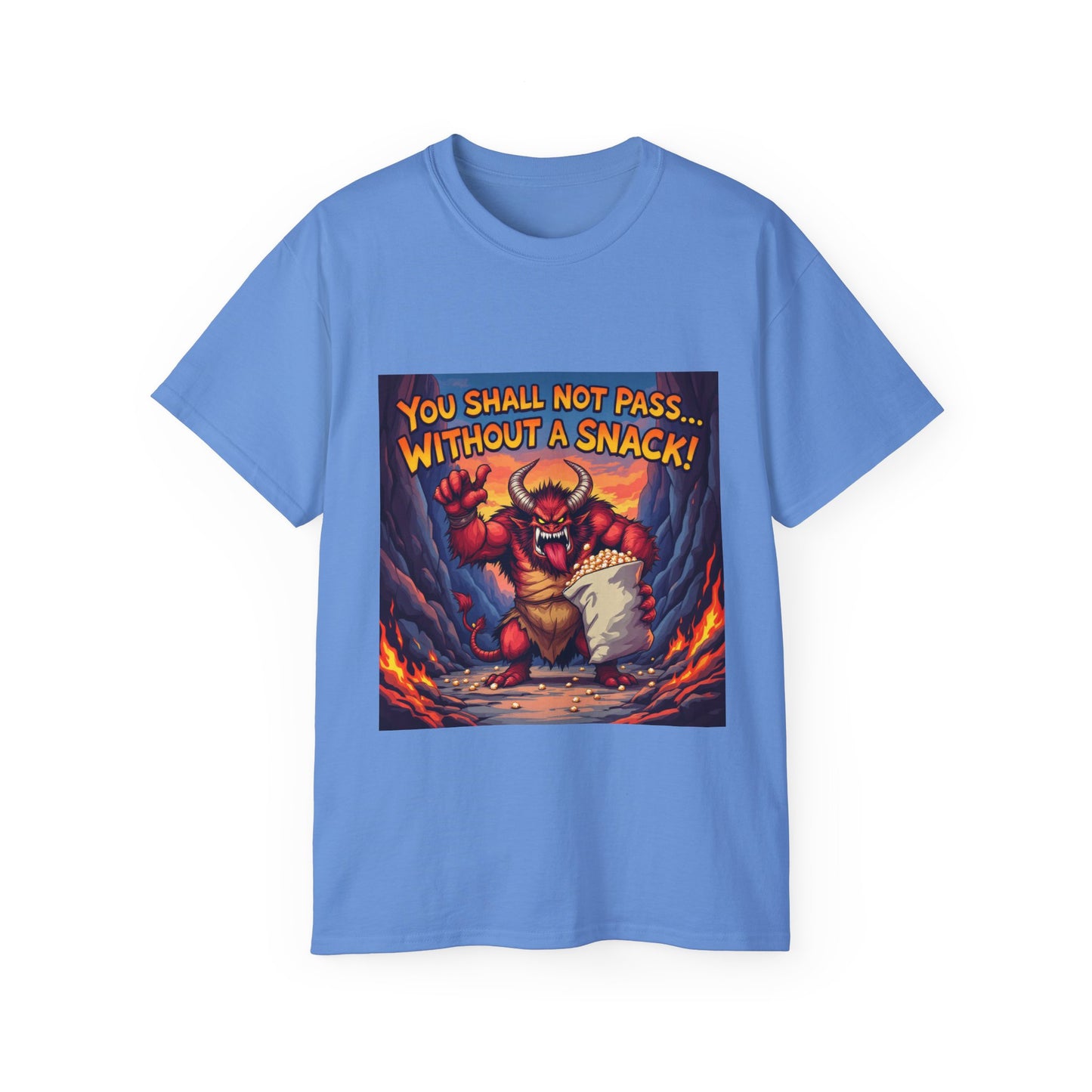 Graphic Tee You Shall Not Pass Without a Snack Balrog Design