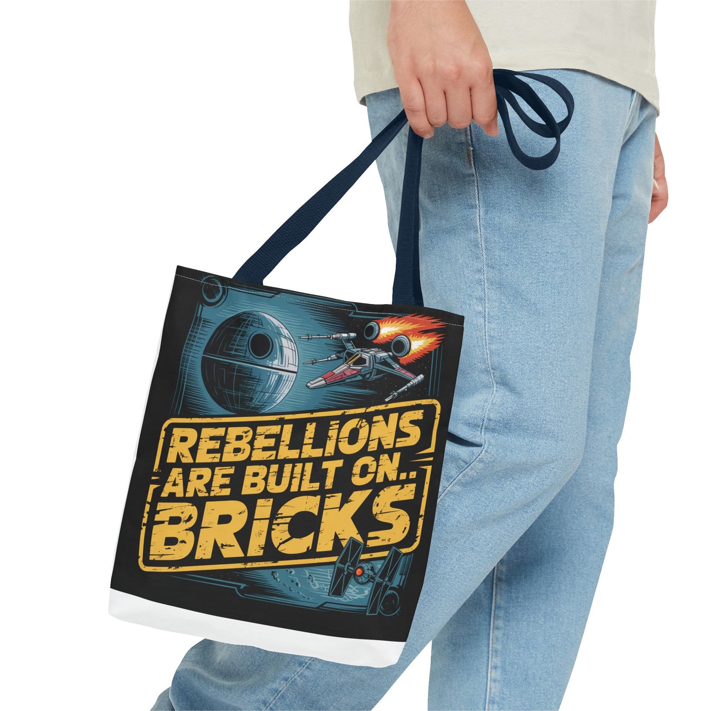 Star Wars Rebel Alliance Tote Bag - "Rebellions Are Built on Bricks" Graphic Illustration