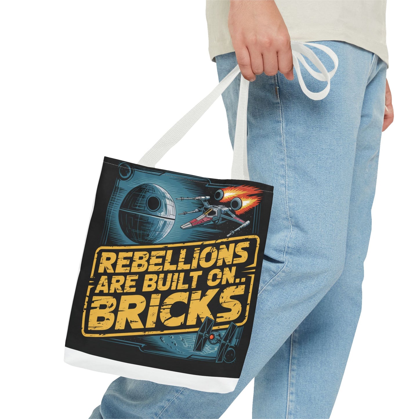 Star Wars Rebel Alliance Tote Bag - "Rebellions Are Built on Bricks" Graphic Illustration