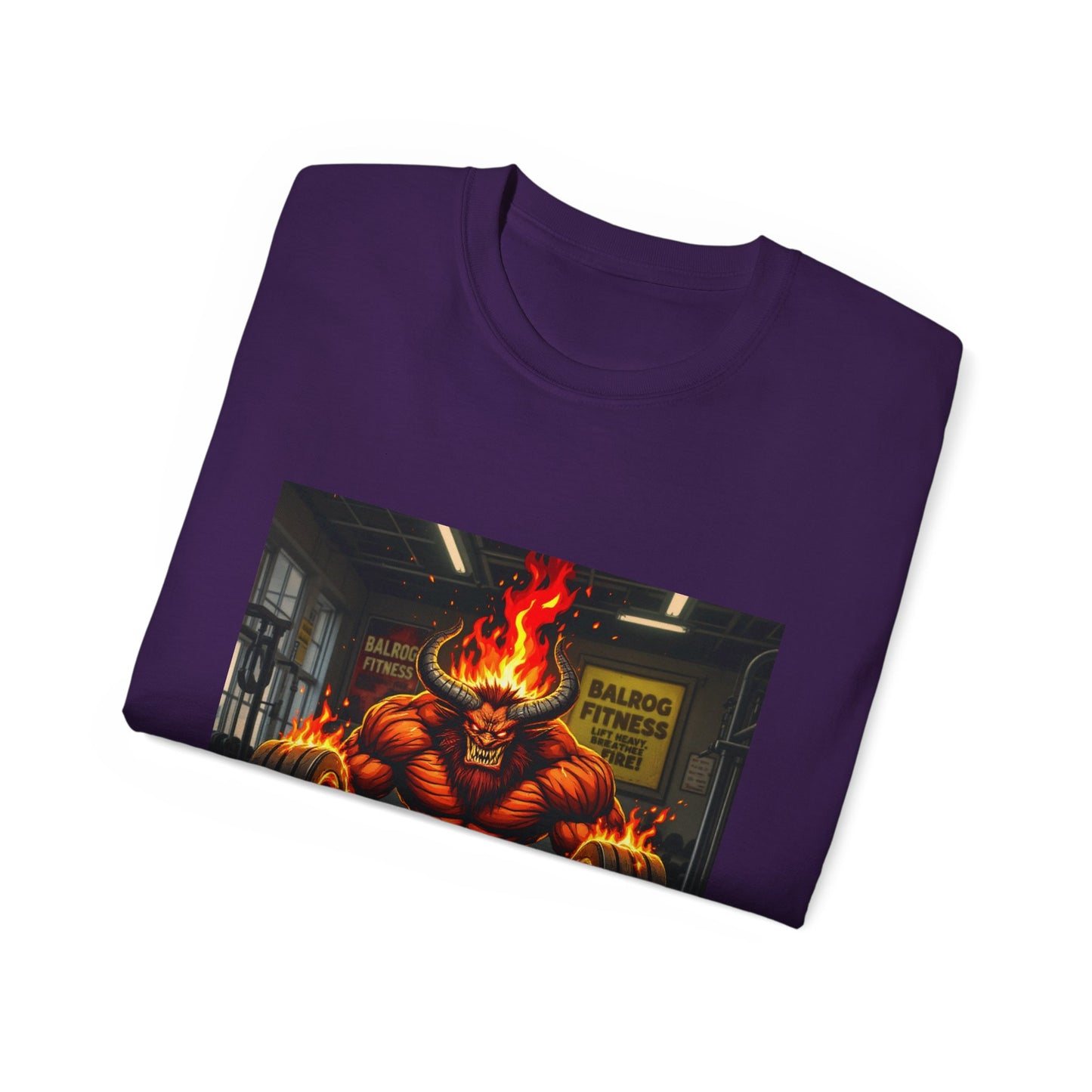 Balrog Fitness Unisex Tee: Lift Heavy, Breathe Fire Gym Shirt