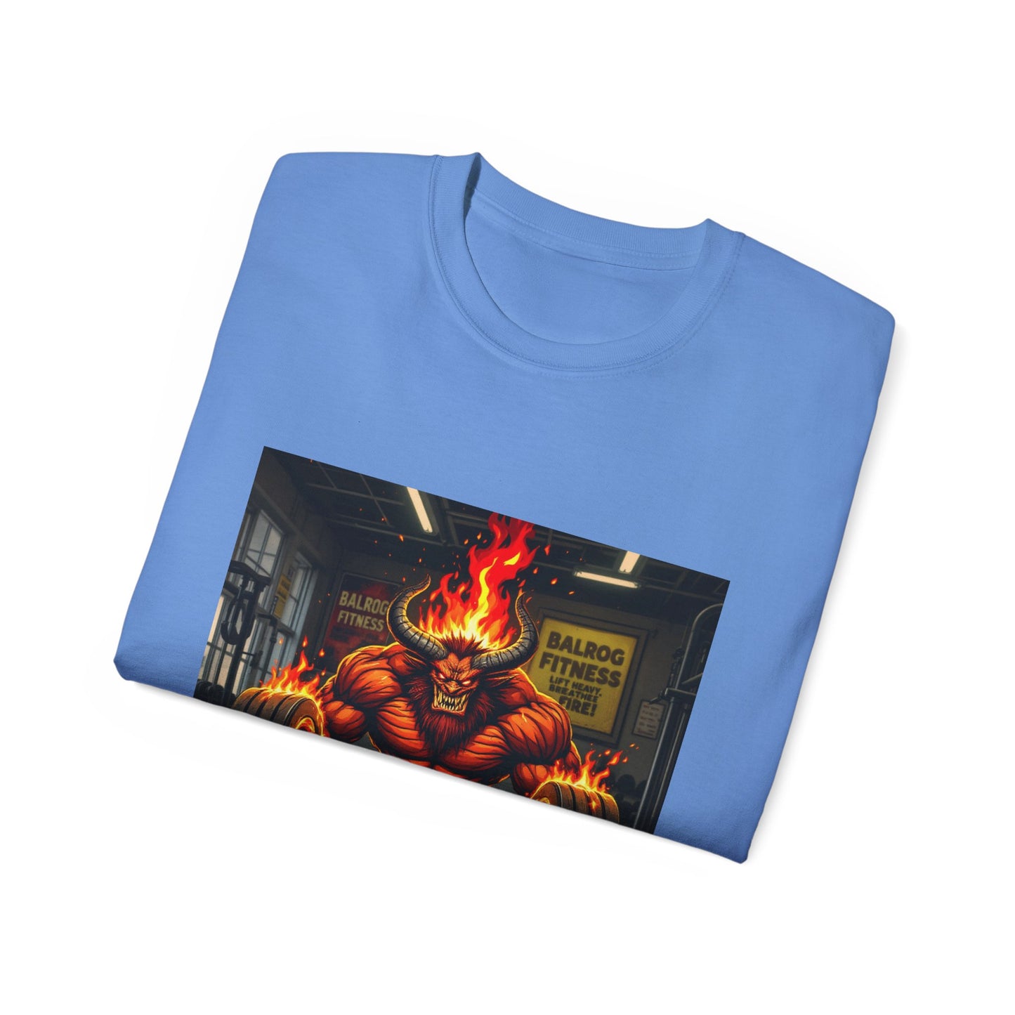 Balrog Fitness Unisex Tee: Lift Heavy, Breathe Fire Gym Shirt