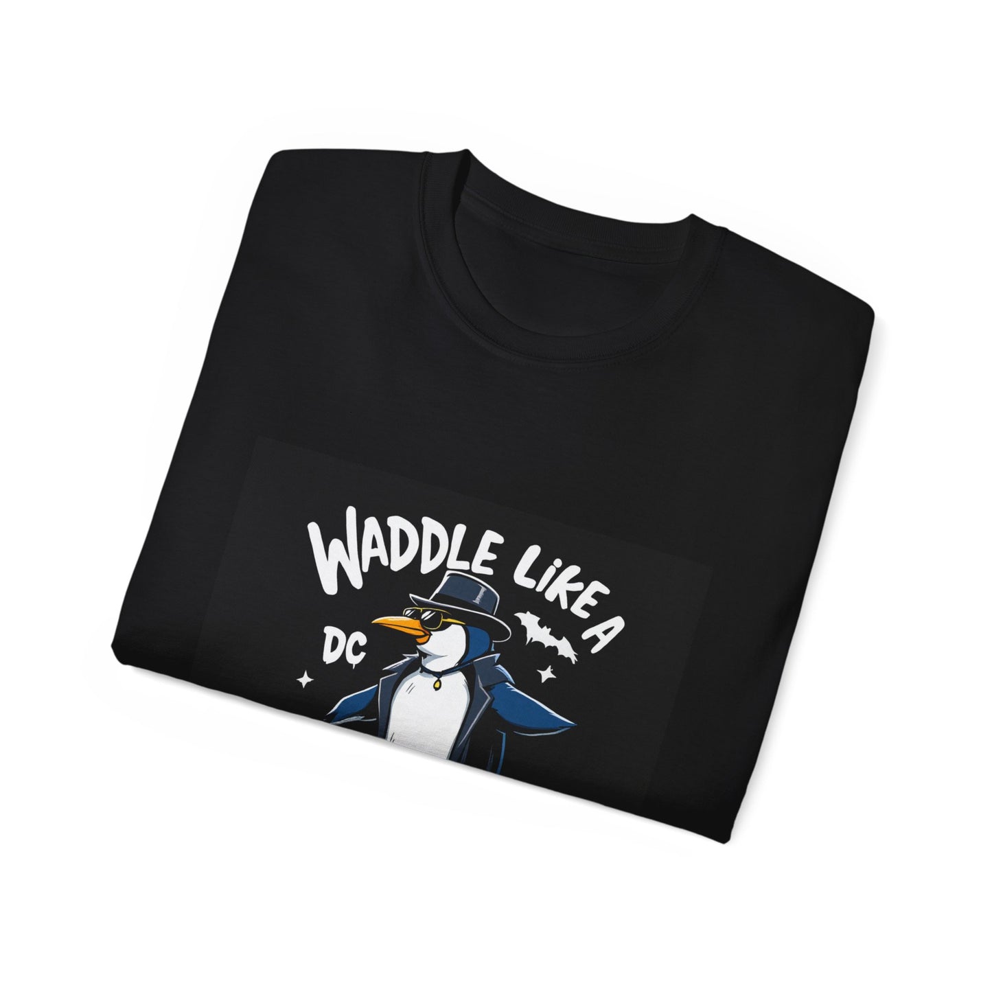 Cartoon Penguin Tee - “Waddle Like a Villain”