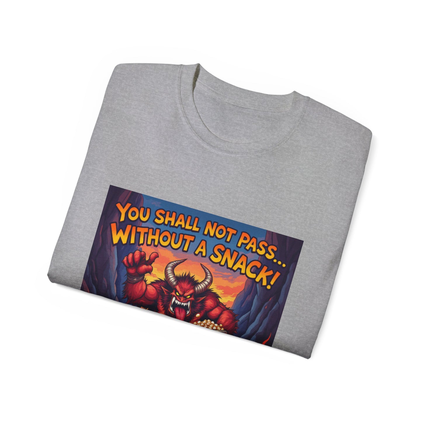 Graphic Tee You Shall Not Pass Without a Snack Balrog Design