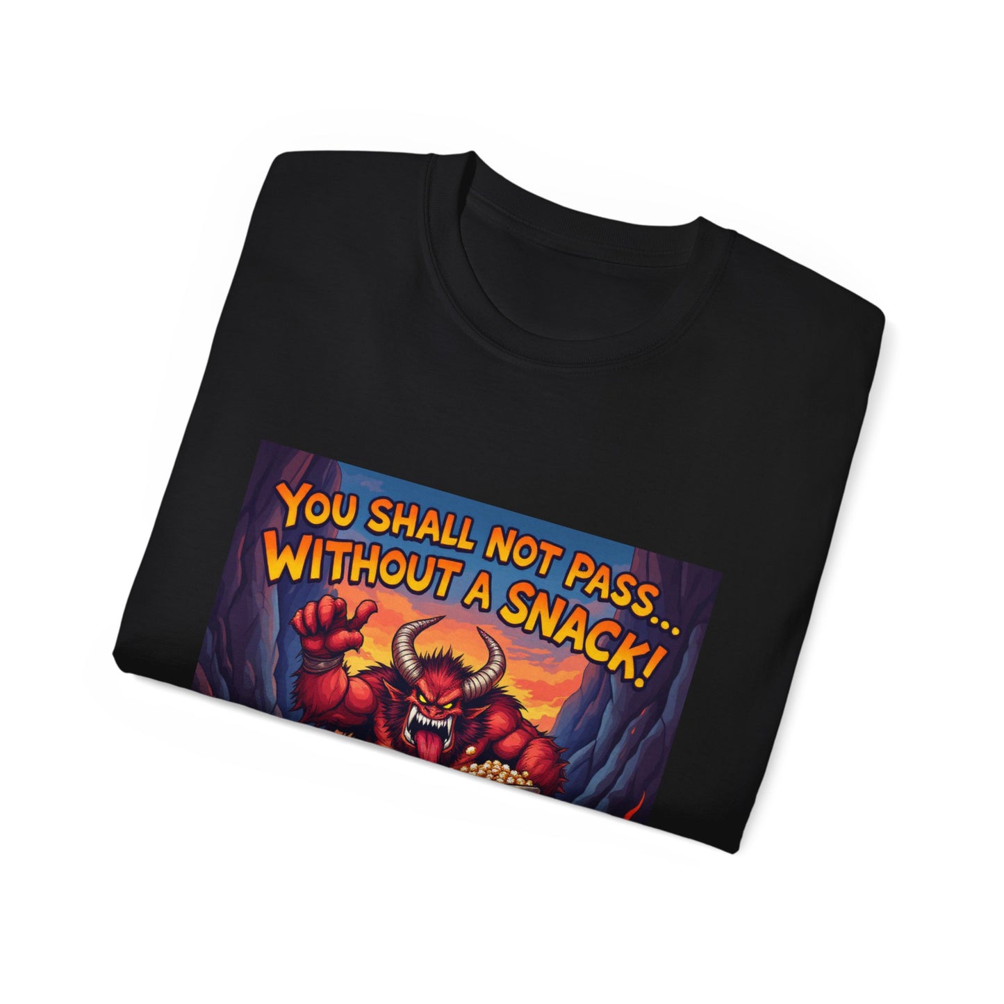 Graphic Tee You Shall Not Pass Without a Snack Balrog Design