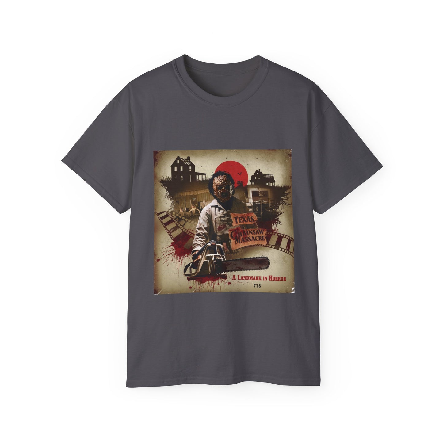 Tee: Texas Chainsaw - A Landmark In Horror - Fan Parody Shirt