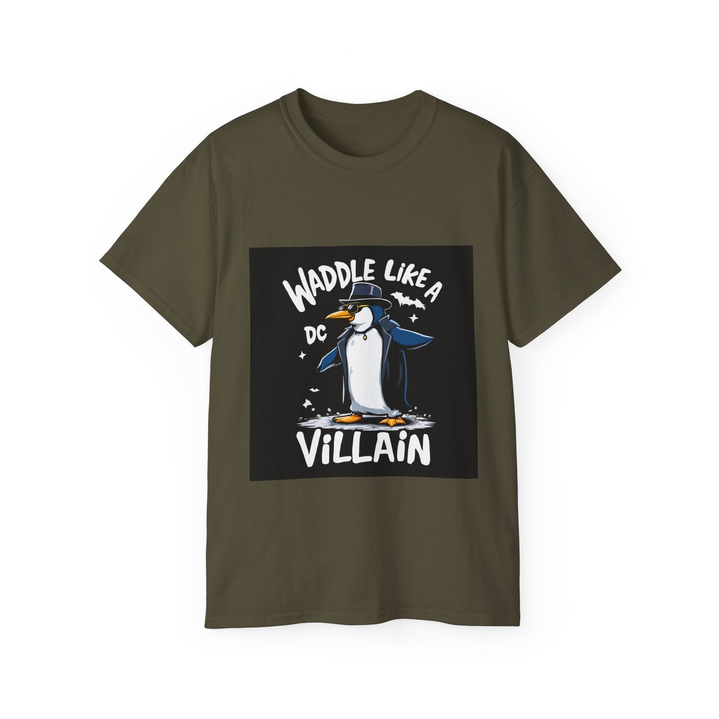 Cartoon Penguin Tee - “Waddle Like a Villain”