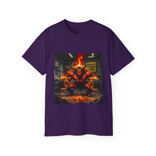 Balrog Fitness Unisex Tee: Lift Heavy, Breathe Fire Gym Shirt