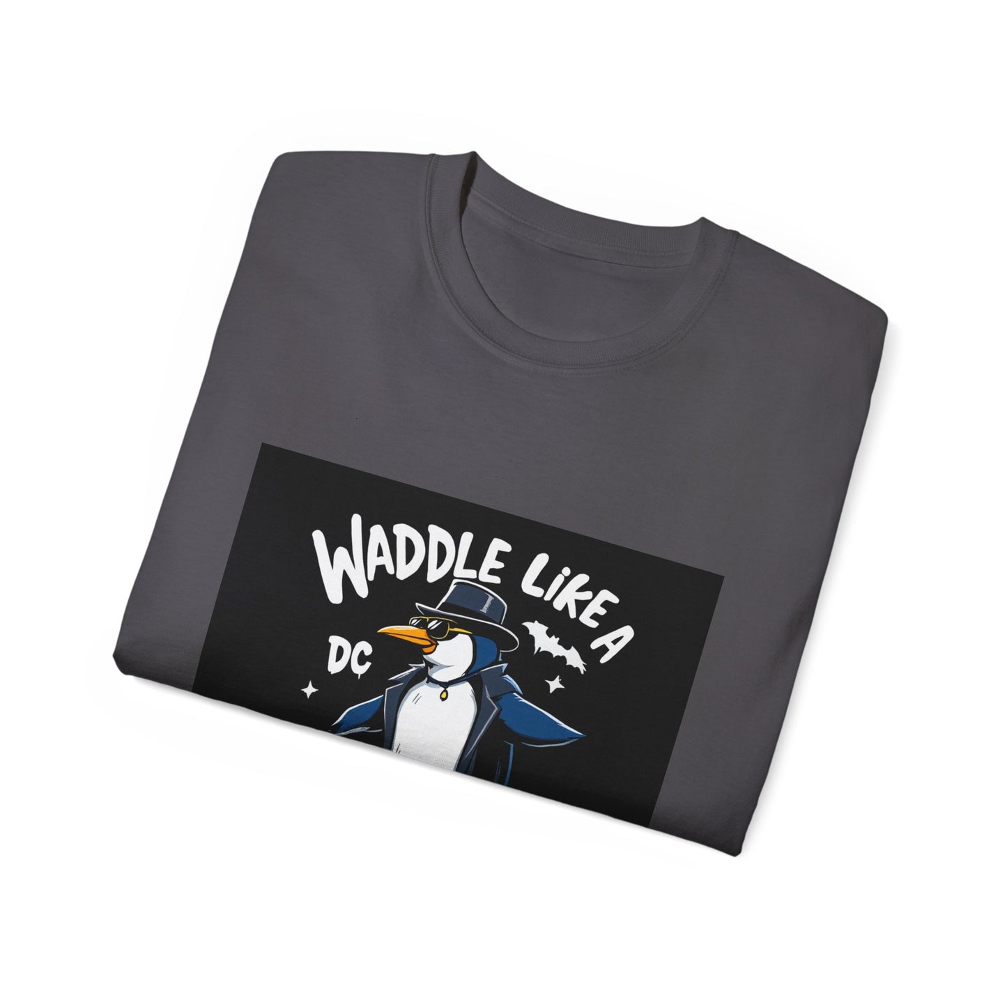 Cartoon Penguin Tee - “Waddle Like a Villain”