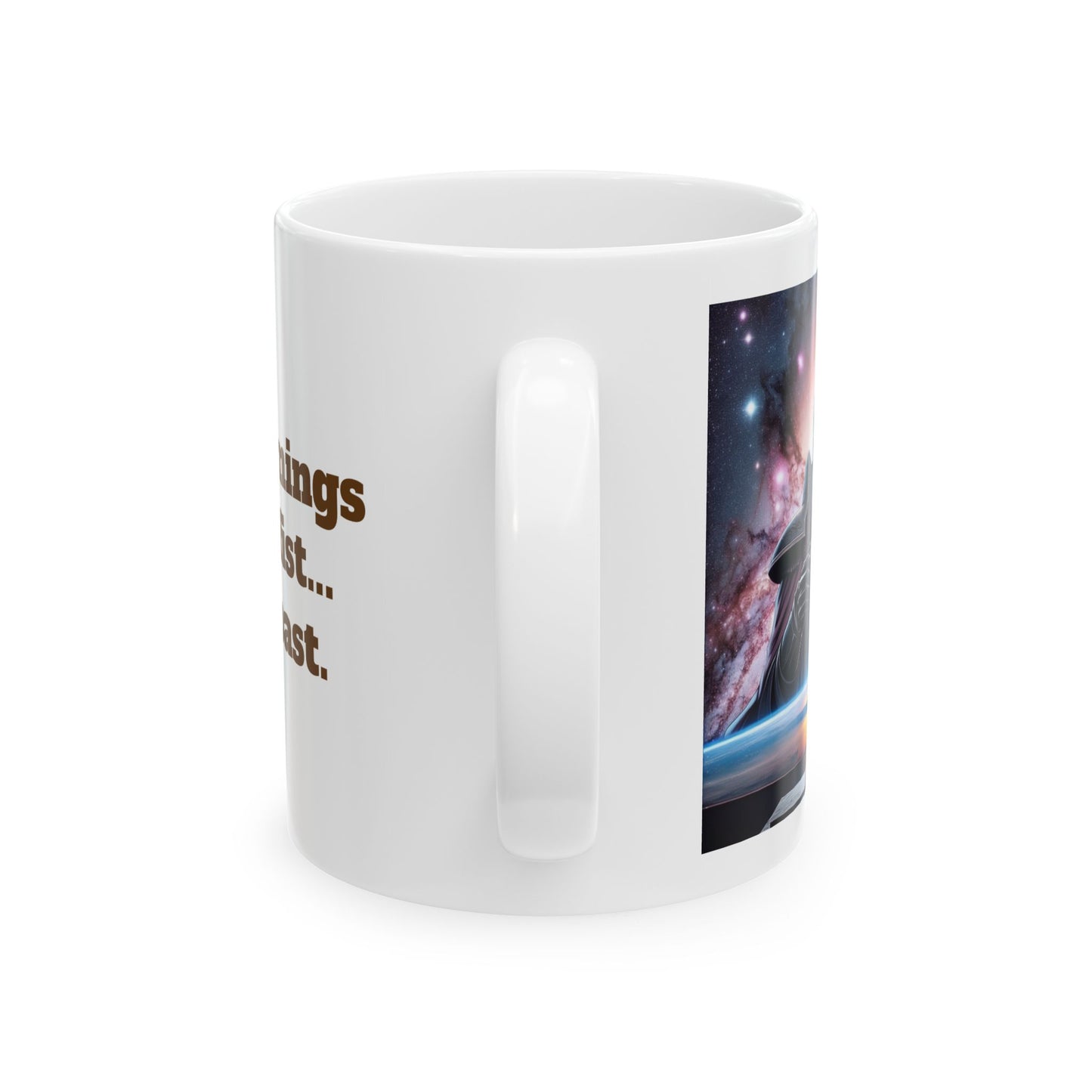 Rule your mornings with an iron fist... and a dark roast. Mug, (11oz, 15oz)